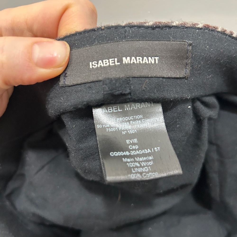 Isabel Marant Evie 100% wool newsboy cap checkered tweed hat size 57 cm - Picture 4 of 6